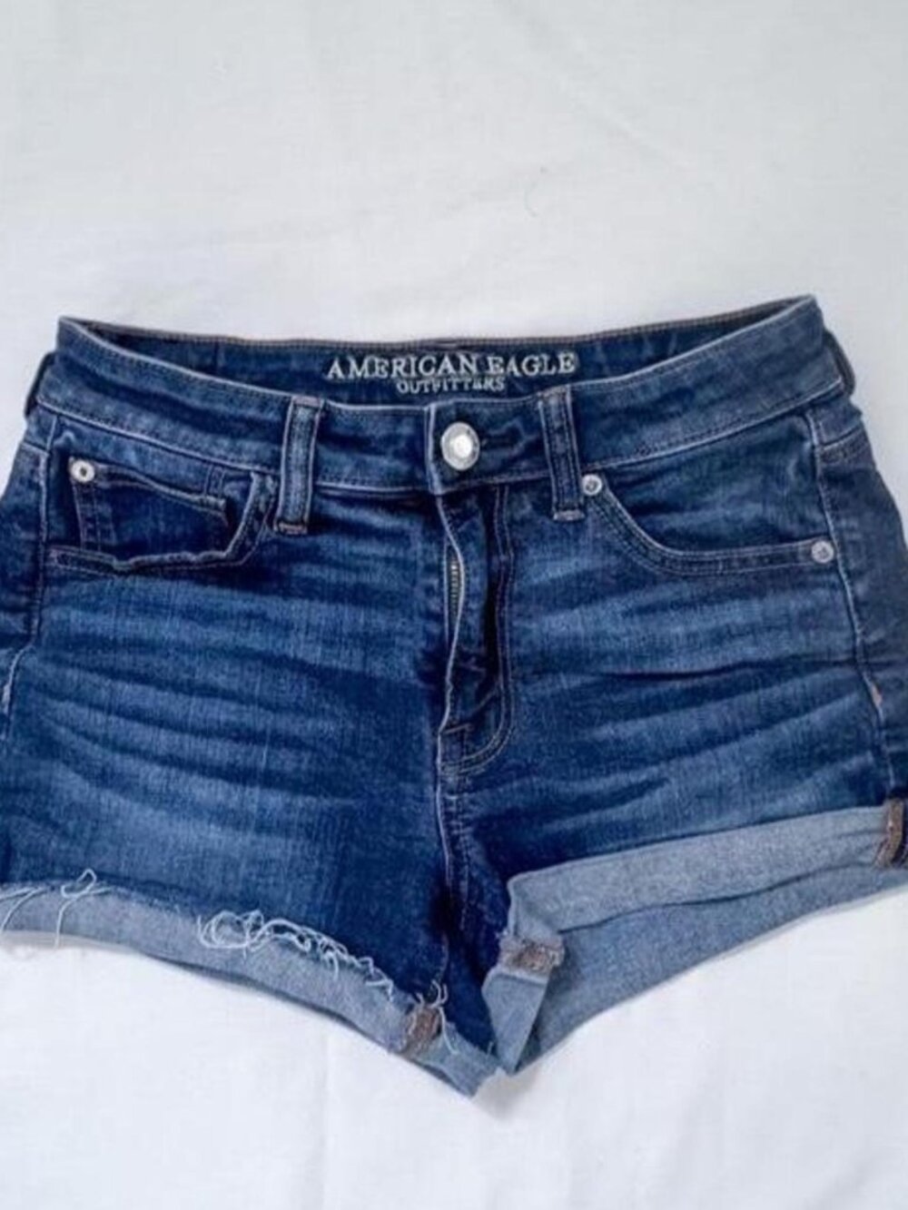 high rise stretch denim micro shorts with no rips or holes